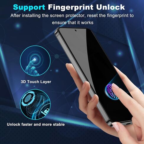 WYQLTD عبوتان من واقي شاشة الخصوصية لهاتف Samsung Galaxy S24 Plus من الزجاج المقسى، مضاد للتجسس، فتح بصمات الأصابع، تغطية كاملة، ملحقات S24 Plus، سهل التركيب in Saudi Arabia