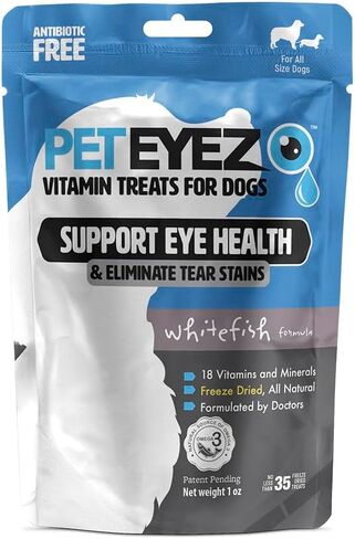 PetEyez - مزيل البقع المسيل للدموع للكلاب، مزيل البقع المسيل للدموع للكلاب، مكافآت لحم الضأن المجفف بالتجميد المصنوعة في الولايات المتحدة الأمريكية فقط - (لحم خروف) 1 أونصة، أكثر من 35 قطعة in Kuwait