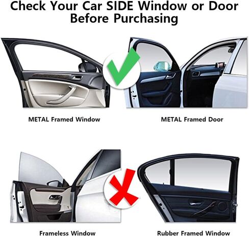 ggomaART Car Side Window Sun Shade - Universal Reversible Magnetic Curtain for Baby and Kids with Sun Protection Block Damage from Direct Bright Sunlight, and Heat - 1 Piece of Black Mesh in Kuwait