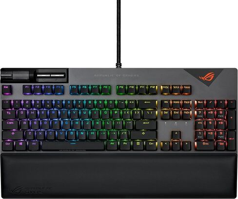 ASUS ROG Strix Flare II Animate 100% RGB Gaming Keyboard - Hot-swappable, ROG NX Blue Linear Switches, Customizable LED Display, PBT Keycaps, Acoustic Dampening Foam, Media Controls, Wrist Rest in Saudi Arabia