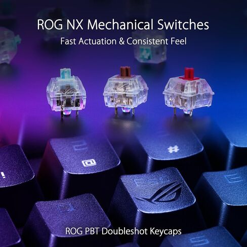 ASUS ROG Strix Flare II Animate 100% RGB Gaming Keyboard - Hot-swappable, ROG NX Blue Linear Switches, Customizable LED Display, PBT Keycaps, Acoustic Dampening Foam, Media Controls, Wrist Rest in Saudi Arabia