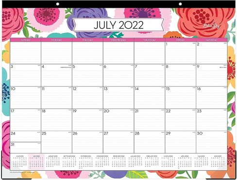 تقويم لوحة مكتب شهري للسنة الأكاديمية 2023-2024 من بلو سكاي، 22 بوصة × 17 بوصة، شريط لاصق مزخرف، مثقوب بفتحتين، كتل مسطرة، Mahalo (100157-A24) in Kuwait