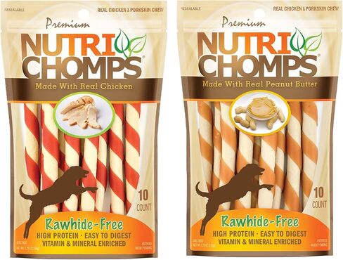 NutriChomps Dog Chews, 5-inch Twists, Easy to Digest, Rawhide-Free Dog Treats, 12 Count, Real Chicken, Peanut Butter and Milk flavors in Saudi Arabia
