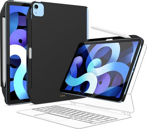 جراب مغناطيسي SWITCHEASY CoverBuddy 2022-2020 10.9 بوصة iPad Air 5 و4 وiPad Pro 11 بوصة، متوافق مع لوحة المفاتيح السحرية، مع حامل قلم رصاص يدعم شحن قلم Apple - أسود (لوحة المفاتيح غير متضمنة) in Kuwait