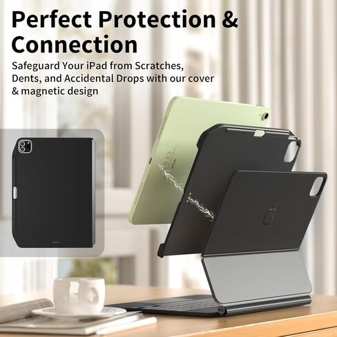 جراب مغناطيسي SWITCHEASY CoverBuddy 2022-2020 10.9 بوصة iPad Air 5 و4 وiPad Pro 11 بوصة، متوافق مع لوحة المفاتيح السحرية، مع حامل قلم رصاص يدعم شحن قلم Apple - أسود (لوحة المفاتيح غير متضمنة) in Kuwait