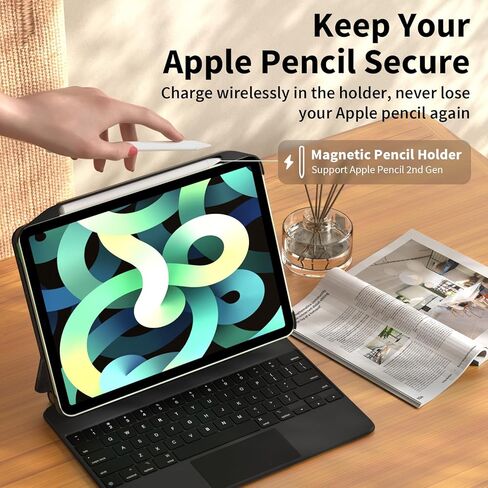 جراب مغناطيسي SWITCHEASY CoverBuddy 2022-2020 10.9 بوصة iPad Air 5 و4 وiPad Pro 11 بوصة، متوافق مع لوحة المفاتيح السحرية، مع حامل قلم رصاص يدعم شحن قلم Apple - أسود (لوحة المفاتيح غير متضمنة) in Kuwait
