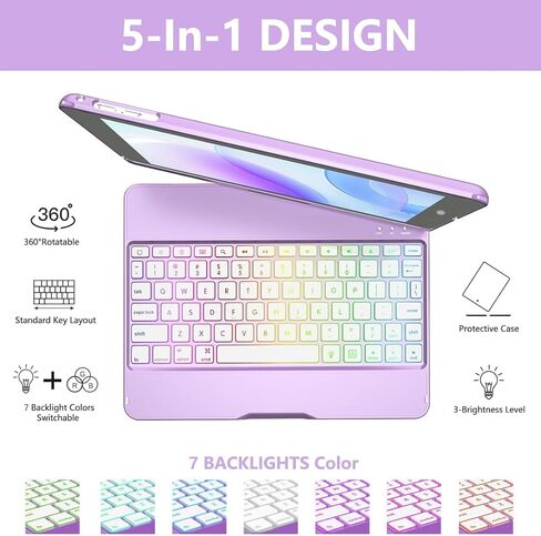 حافظة لوحة المفاتيح MMK متوافقة مع iPad 9.7 بوصة 2018 الجيل السادس، لوحة مفاتيح بلوتوث لاسلكية قابلة للفصل متوافقة مع iPad 2017 (الجيل الخامس) - Air 2/ Air Case، النوم/الاستيقاظ التلقائي المغناطيسي (أزرق بحيرة) in Kuwait