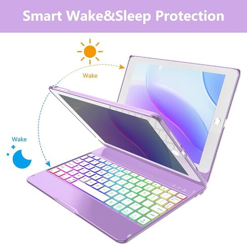 حافظة لوحة المفاتيح MMK متوافقة مع iPad 9.7 بوصة 2018 الجيل السادس، لوحة مفاتيح بلوتوث لاسلكية قابلة للفصل متوافقة مع iPad 2017 (الجيل الخامس) - Air 2/ Air Case، النوم/الاستيقاظ التلقائي المغناطيسي (أزرق بحيرة) in Kuwait
