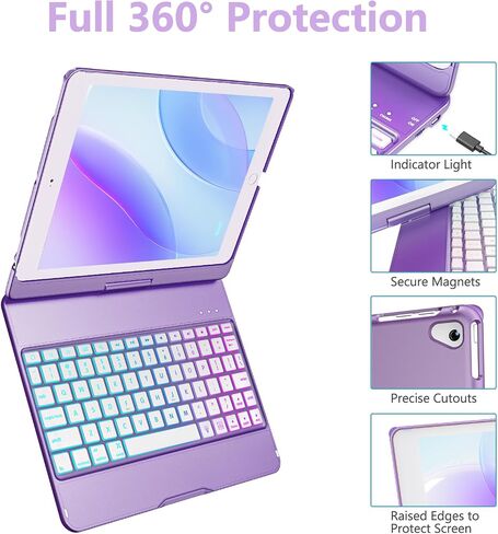 حافظة لوحة المفاتيح MMK متوافقة مع iPad 9.7 بوصة 2018 الجيل السادس، لوحة مفاتيح بلوتوث لاسلكية قابلة للفصل متوافقة مع iPad 2017 (الجيل الخامس) - Air 2/ Air Case، النوم/الاستيقاظ التلقائي المغناطيسي (أزرق بحيرة) in Kuwait