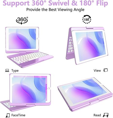 حافظة لوحة المفاتيح MMK متوافقة مع iPad 9.7 بوصة 2018 الجيل السادس، لوحة مفاتيح بلوتوث لاسلكية قابلة للفصل متوافقة مع iPad 2017 (الجيل الخامس) - Air 2/ Air Case، النوم/الاستيقاظ التلقائي المغناطيسي (أزرق بحيرة) in Kuwait