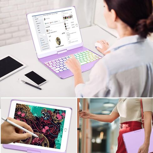 حافظة لوحة المفاتيح MMK متوافقة مع iPad 9.7 بوصة 2018 الجيل السادس، لوحة مفاتيح بلوتوث لاسلكية قابلة للفصل متوافقة مع iPad 2017 (الجيل الخامس) - Air 2/ Air Case، النوم/الاستيقاظ التلقائي المغناطيسي (أزرق بحيرة) in Kuwait