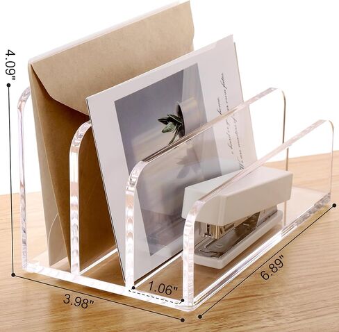 سانروي منظم ملفات شفاف مكون من 5 اقسام، حامل منظم لسطح المكتب من الاكريليك، منظم لتخزين المستندات والمجلات والرسائل البريدية للمكتب والمنزل والمكتب والمدرسة in Kuwait