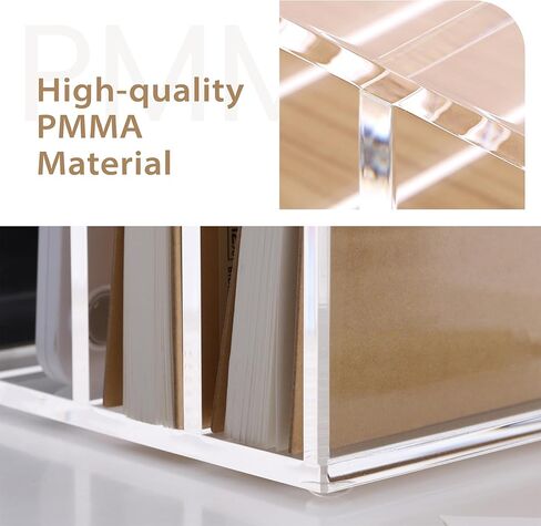 سانروي منظم ملفات شفاف مكون من 5 اقسام، حامل منظم لسطح المكتب من الاكريليك، منظم لتخزين المستندات والمجلات والرسائل البريدية للمكتب والمنزل والمكتب والمدرسة in Kuwait