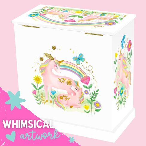 Giggle & Honey Musical Princess Jewelry Box for Girls - Fairytale Kids Music Box with Drawers, Princess Gifts for Little Girls Birthday, Jewelry Boxes for Ages 3-10 - 9.5 x 7.8 x 9.5 in, White in Saudi Arabia