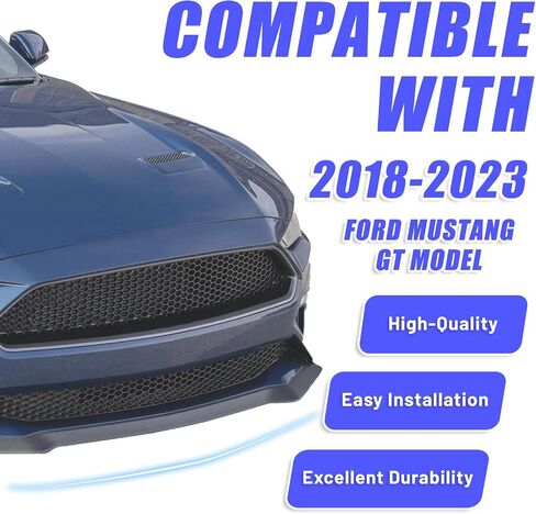 مقسم الشفاه الأمامي من KUAFU متوافق مع طراز 2018-2023 Ford Mustang GT Ecoboost مع حزمة الأداء، غطاء شفة سبويلر سفلي قابل للطلاء in Kuwait