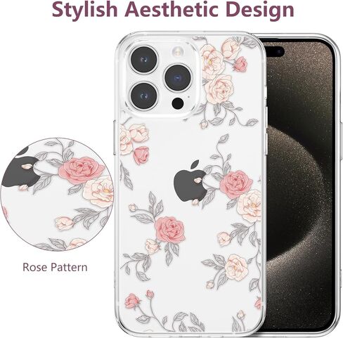 حافظة XIZYO مصممة لهاتف iPhone 13 Pro مقاس 6.1 بوصة، حافظة رفيعة بتصميم مطبوع عليها زهور بنمط وردي للفتيات والنساء، غطاء واقٍ مقاوم للصدمات من مادة TPU، أسود in Kuwait