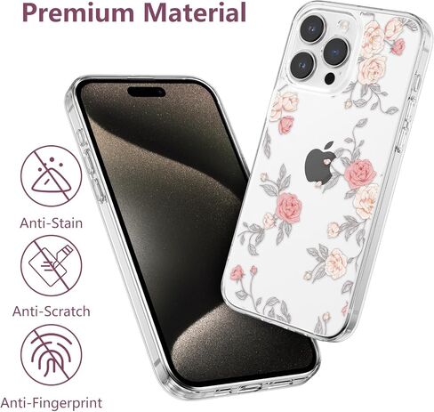 حافظة XIZYO مصممة لهاتف iPhone 13 Pro مقاس 6.1 بوصة، حافظة رفيعة بتصميم مطبوع عليها زهور بنمط وردي للفتيات والنساء، غطاء واقٍ مقاوم للصدمات من مادة TPU، أسود in Kuwait