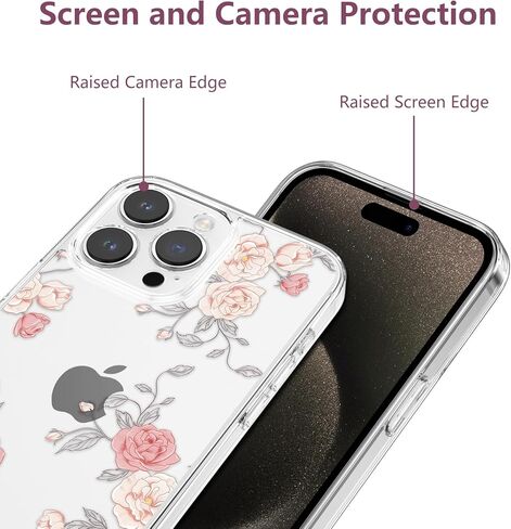 حافظة XIZYO مصممة لهاتف iPhone 13 Pro مقاس 6.1 بوصة، حافظة رفيعة بتصميم مطبوع عليها زهور بنمط وردي للفتيات والنساء، غطاء واقٍ مقاوم للصدمات من مادة TPU، أسود in Kuwait