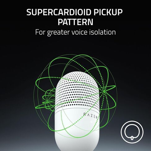 Razer Seiren V3 Mini USB Microphone, Supercardioid Condenser Mic, White | Tap-to-Mute Sensor with LED Indicator, Shock Absorber, Ultra Compact, Works with OBS, Discord, Zoom, Teams in Saudi Arabia