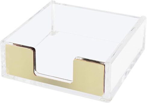 NatSumeBasics Gold Sticky Note Holder Clear Acrylic Yellow Post Note Pad Holders Memo Dispenser Case for Desk Office School Aesthetic Supplies Accessories (Pure Gold) in Saudi Arabia
