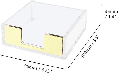 NatSumeBasics Gold Sticky Note Holder Clear Acrylic Yellow Post Note Pad Holders Memo Dispenser Case for Desk Office School Aesthetic Supplies Accessories (Pure Gold) in Saudi Arabia