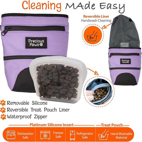 Precious Paws Large Dog Treat Pouch for Training with Magnetic Closure, Removable Silicone Insert - Wear on Shoulder, Crossbody, Belt Clip, Waist Belt - Poop Bag Dispenser, iPhone Holder in Kuwait