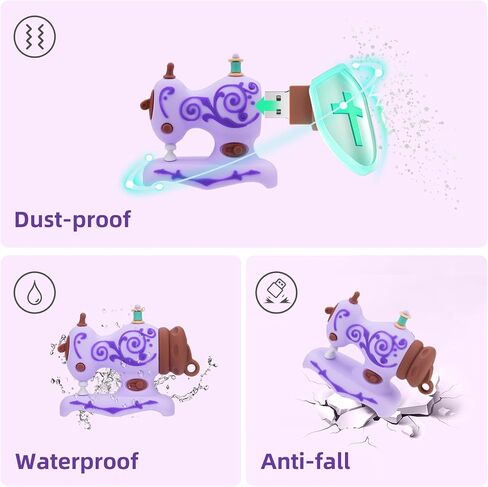 BorlterClamp 32GB USB Flash Drive Cute Cartoon Sewing Machine Model Memory Stick, Gift for Students and Children (Purple) in Saudi Arabia