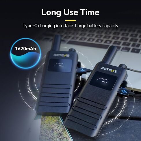 Retevis B3H Small Walkie talkies with LED Diaplay, New Version of RT22(3.0), Ultra Slim, USB-C Rechargeable, with 1620 mAh Battery, Portable FRS Two-Way Radios for Hotel School Restaurant (10 Pack) in Saudi Arabia