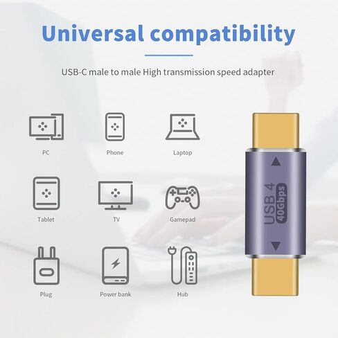 Duttek 40Gbps Right Angle USB C Adapter (Two Styles), 90 Degree USB C Male to USB C Femal Adapter, Right Angle USB C Adapter 100W for Steam Deck, MacBook, Meta Quest, Ablet, Phone in Kuwait