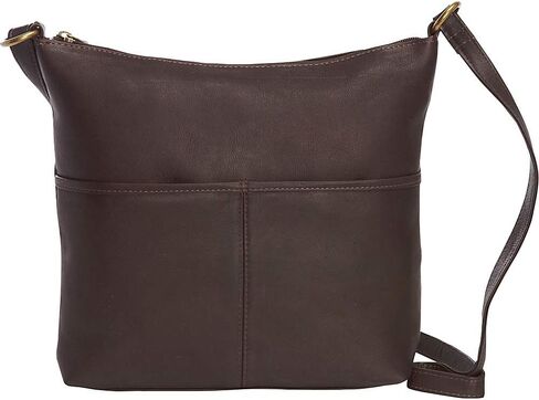 حقيبة كتف Le Donne مصنوعة من الجلد الكولومبي المحبب بالكامل بسحاب علوي مع حزام قابل للتعديل وحامل للهاتف الذكي in Kuwait