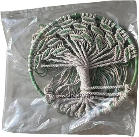 Ladawan Macrame للتعليق على الحائط شجرة الحياة باللونين الأخضر والأبيض لتزيين المنزل وديكور المنزل صائد الأحلام (X-Large) in Kuwait