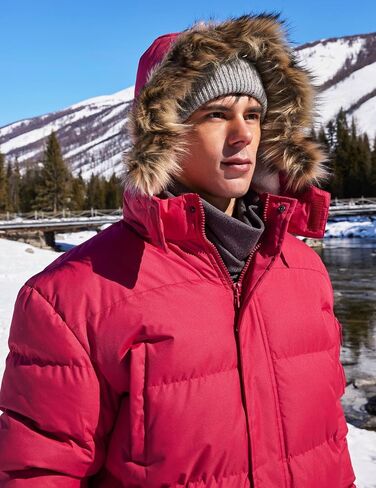 JAWERU Men's Long Winter Warm Coats Insulated Fleece Parka Jacket Windproof Padded Puffy Coat with Removable Fur Hood Grey 4X-Large in Saudi Arabia