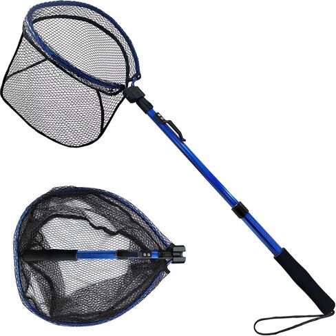 LBW Folding Rubber Fishing Net, Kayak Fishing Net for Saltwater or Freshwater, Collapsible Fishing Landing Net, Catfish, Bass, Trout Net, Compact Fishing Net with Handle in Saudi Arabia