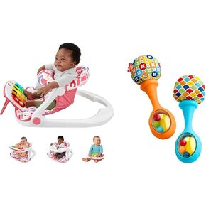 Fisher-Price Baby Portable Chair Kick & Play Deluxe Sit-Me-Up Seat with Piano Learning Toy & Snack Tray for Infants to Toddlers