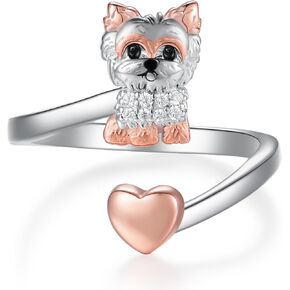 qielizhu Pug Ring 925 Sterling Silver Cute Animal Puppy Pug Ring for Women Pug Jewelry Gifts for Women Girls
