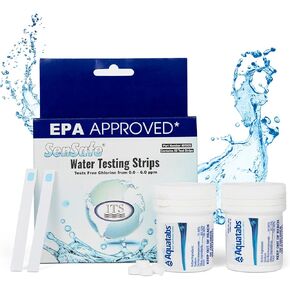 Aquatabs Marine Refill Pack: 2 Pcs Water Tablets Purification for Drinking, Includes Water Chlorine Test Strips for Food Service, EPA, NSF Certified, Maintains Safe Water System for Boat