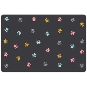 Yetstock Absorben Pet Feeding Mat for Food and Water No Stains Quick Dry Mat for Dog Cat Bowl- Color Paw Style 12x19 Inches