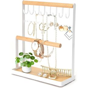 Sanshaoye Jewelry Organizer Stand Christmas Gifts for Women, 3-Tier Necklace Bracelet Holder Earrings Rings Jewelry Tower Display for Home and Store Display - Black