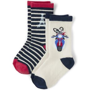 Gymboree,and Toddler 2-Pack Crew Socks,Striped Snowflake,6-8 in Saudi Arabia