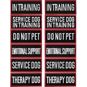 Pistha 12 Pieces Removable Tactical Dog Harness Service Dog Vest Patches Do Not Pet in Training Dog Patches and Dog Paw Patches Patches (4.3 x 1.6 Inch)
