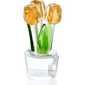 Ornalrist Colorful Crystal Tulip Flowers Figurine Collectible Gifts for Women, Glass Tulip Flower Bouquet, Gifts for Wife Girlfriend Mom, Crystal Flower Home Table Decor in Kuwait