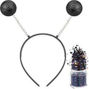 Domkier Halloween Alien Headband Chunky Glitter Alien Martian Holographic Glitter for Halloween Party Supplies