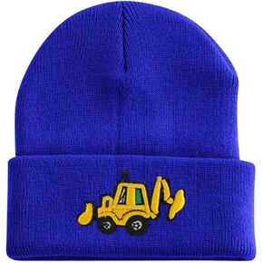 KABAKE Cute Embroidery Excavator Dinosaur Toddler Kids Beanie Caps Soft Warm Baby Knitted Winter Hat for Boys Girls Age 3-10