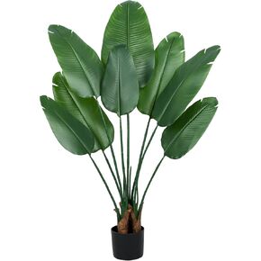 Yepdin Artificial Bird of Paradise Plant 5 Ft Tall Fake Banana Leaf Plant for Indoors and Outdoors,Faux Palm Tree with Plastic Pot for Office and Home Decor,L160