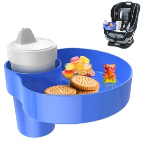 PPTSLID Car Seat Snack Tray: Travel Tray for Kids Carseat Cup Holder with Food Trays, Stroller Snacks Plate for Toddlers, Kid Road Trip Essentials, Pink
