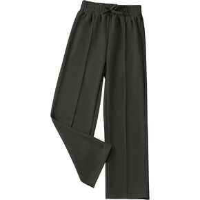 COZYEASE Girls' Wide Leg Sweatpants High Elastic Waist Pants Drawstring Casual Straight Leg Jogger Swearpants with Pocket