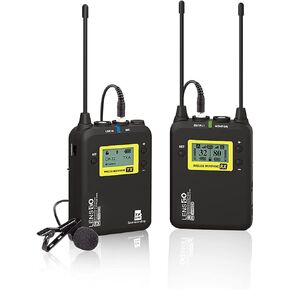 LENSGO Wireless Lavalier Microphone System, LWM-328C 99-Channel UHF Professional Omnidirectional Wireless Lapel Mic 2 Transmitter & 1 Receiver for Camera PC Smartphone Camcorder Recorder Interview