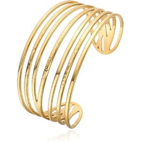 JMTOBETOP Gold Cuff Bracelet for Women,Chunky Multi-layer Cross Wire hammered Open Bracelet Hollow Trendy Wide Cuff Bracelets Adjustable Bangle