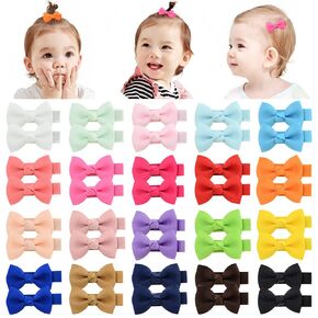 YHXX YLEN 60 PCS Baby Hair Clips 2 Inch Baby Girls Bows Clips Tiny Fully Lined Hair Bows Non Slip for Infant Fine Hair Bows Accessories for Baby Girls Newborns Toddler (30 Colors in Pairs）