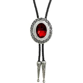 SELOVO Western Statement Big Grey Rhinestone Native American Large Bolo Tie for Men Genuine Leather in Kuwait